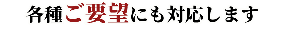 各種ご要望にも対応します